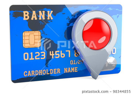 Credit Card with map pointer. 3D rendering 98344855