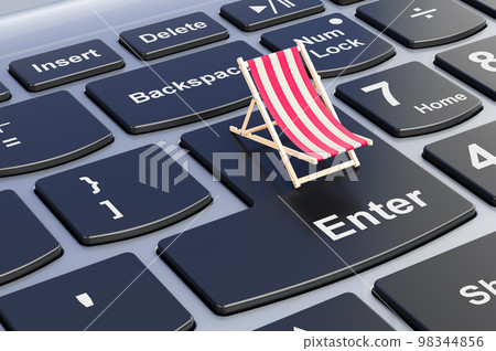 Deckchair on laptop keyboard, 3D rendering 98344856