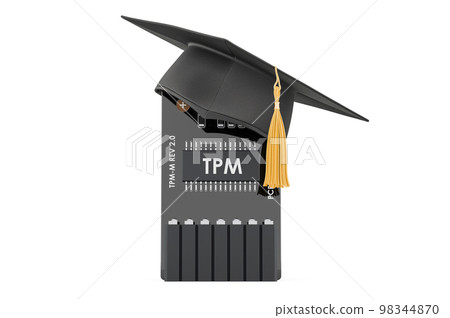 Trusted Platform Module, TPM with education hat. 3D rendering Trusted Platform Module, TPM with education hat. 3D rendering 98344870