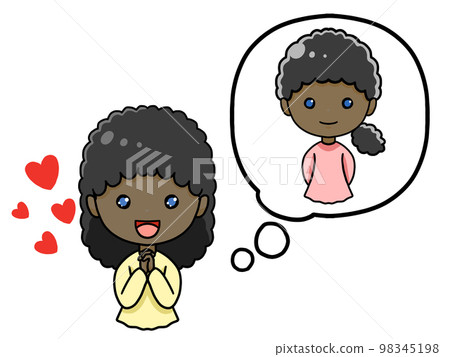 Illustration of a black girl thinking about her favorite black girl 98345198