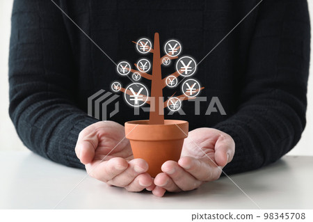 Investor man and money tree Investor man and money tree 98345708