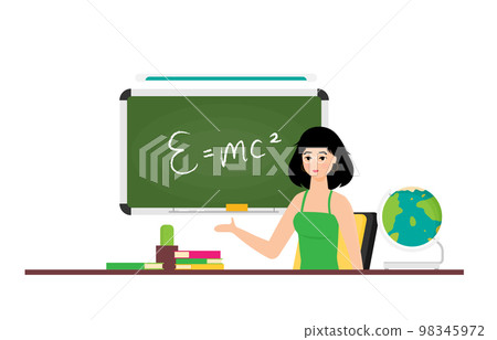 School teacher shows on blackboard. Flat design. Vector illustration. School teacher shows on blackboard. Flat design. Vector illustration. 98345972