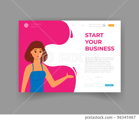 Start your business landing flat design colored vector illustration Start your business landing flat design colored vector illustration 98345987