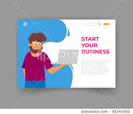 Start your business landing flat design colored vector illustration Start your business landing flat design colored vector illustration 98345988