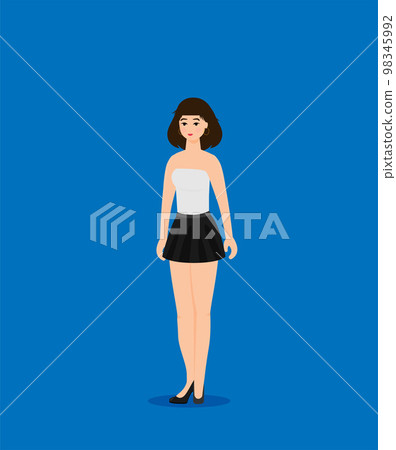 Summer holidays vector illustration with girl,flat design beach 98345992