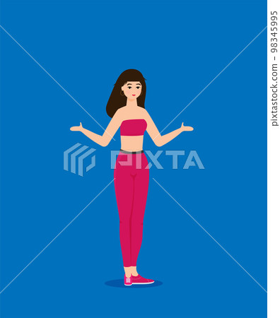 Summer holidays vector illustration with girl,flat design beach Summer holidays vector illustration with girl,flat design beach 98345995