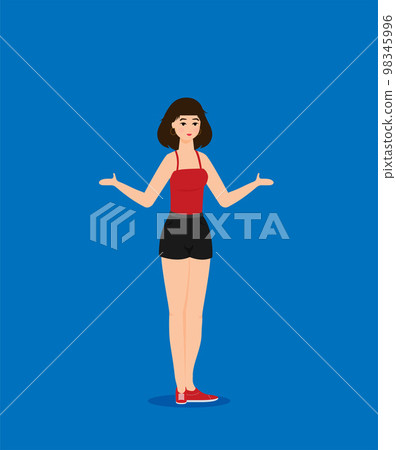 Summer holidays vector illustration with girl,flat design beach Summer holidays vector illustration with girl,flat design beach 98345996