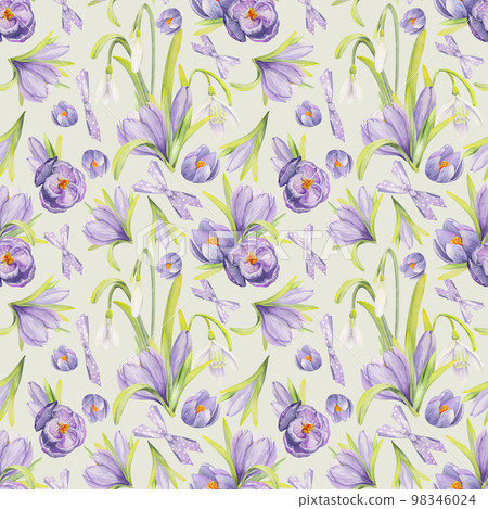 Watercolor hand drawn seamless pattern with... - Stock Illustration ...