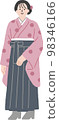 一位身穿袴的年輕女子的插圖 98346166