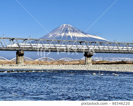 Shinkansen and Mt.Fuji seen from Fujikawa 98346220