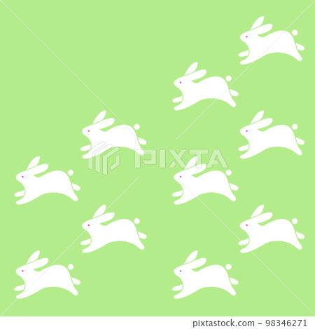 Flat design cute illustration with many white rabbits jumping Flat design cute illustration with many white rabbits jumping 98346271