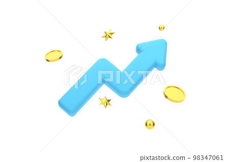 GROWTH STOCK CHART UP WITH COINS AND STAR, INVESTING ICON 98347061