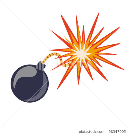 Explosion. Cartoon dynamite or bomb explosion, fire. Boom clouds and smoke element. Dangerous explosive detonation, Atomic bomb explosion. Vector hand draw illustration. Explosion. Cartoon dynamite or bomb explosion, fire. Boom clouds and smoke element. Dangerous explosive detonation, Atomic bomb explosion. Vector hand draw illustration. 98347905