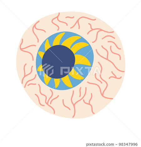 Halloween eye. Cartoon zombie monster eye. Horror party decorations. Hand draw vector illustration isolated on white background 98347996