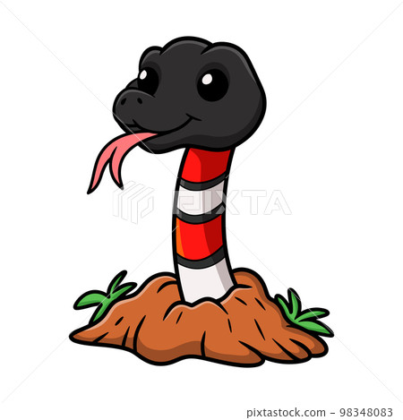 Cute milk snake cartoon out from hole 98348083