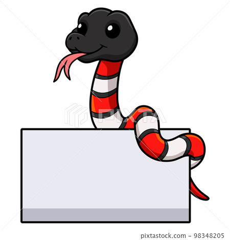 Cute milk snake cartoon with blank sign Cute milk snake cartoon with blank sign 98348205