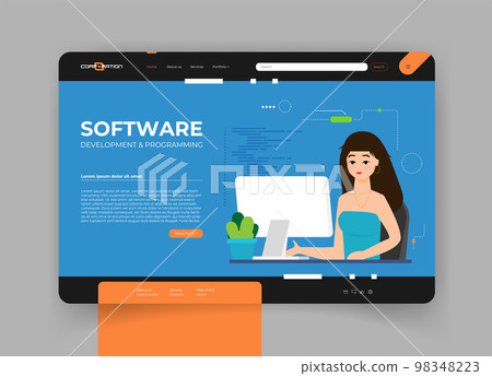 Software development and programming, program code on laptop screen, big data processing, computing isometric Software development and programming, program code on laptop screen, big data processing, computing isometric 98348223
