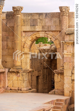 Amphitheater South Theatre in Jerash, Jordan 98348292