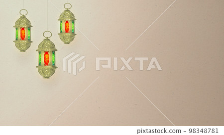 Hanging Arabic lamp with colorful light Hanging Arabic lamp with colorful light 98348781
