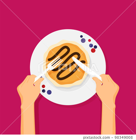 Pancakes for breakfast flat vector 98349008