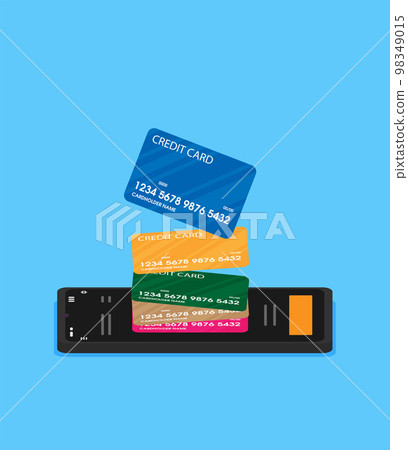 Credit card and pos terminal. Vector flat illustration Credit card and pos terminal. Vector flat illustration 98349015