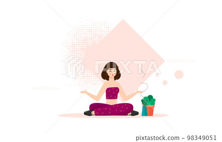 The woman is working on the development flat vector The woman is working on the development flat vector 98349051