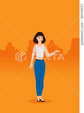 Young woman. Vector flat style cartoon illustration Young woman. Vector flat style cartoon illustration 98349057