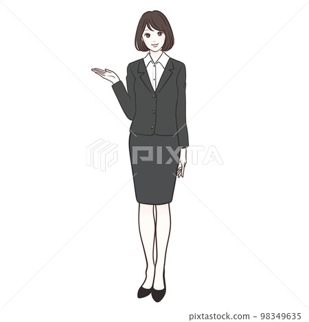 Suit / Recruit / Reception / Information / Lecturer / Teacher / Female illustration material 98349635