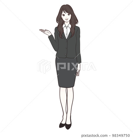 Suit / Recruit / Reception / Information / Lecturer / Teacher / Female illustration material 98349750