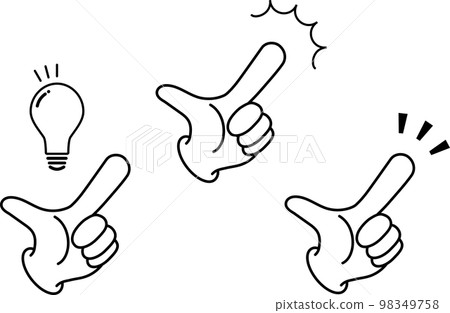 一組指向燈泡圖標 98349758