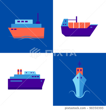 Marine collection of ship icons in flat style Marine collection of ship icons in flat style 98350393