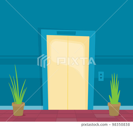 indoor and outdoor elevators in the building. flat vector illustrationindoor and outdoor elevators in the building. flat vector illustration 98350838