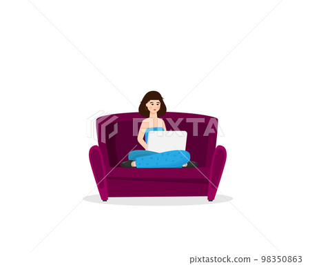 The woman is working on the development flat vector 98350863