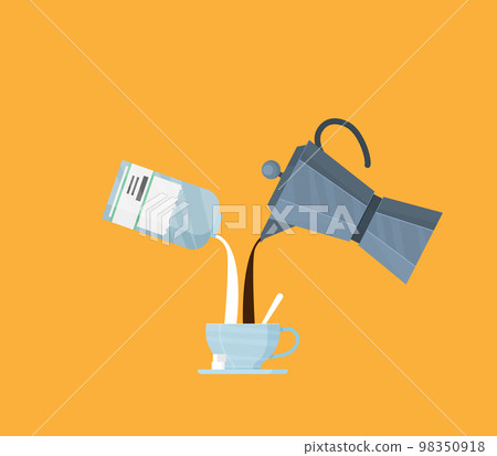 italian coffee maker and cup flat icon flat vector illustration italian coffee maker and cup flat icon flat vector illustration 98350918