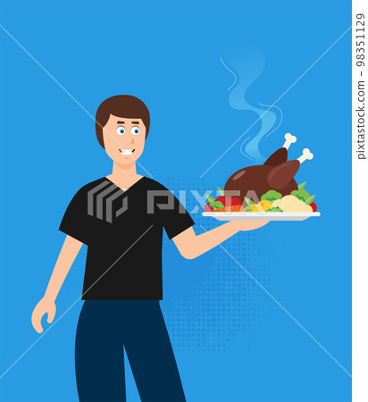 Food creative concept, restaurant cloche in hand, app service, enjoy your meal. Mobile service, delivery service Food creative concept, restaurant cloche in hand, app service, enjoy your meal. Mobile service, delivery service 98351129