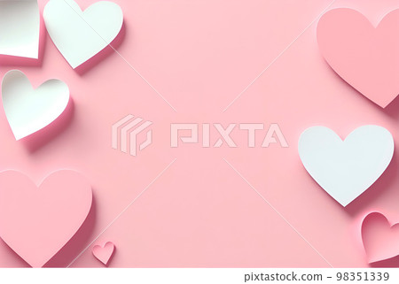 Soft pink paper hearts on light background. Papercut design pastel pink rose color Valentine day love romantic greeting card illustration Soft pink paper hearts on light background. Papercut design pastel pink rose color Valentine day love romantic greeting card illustration 98351339