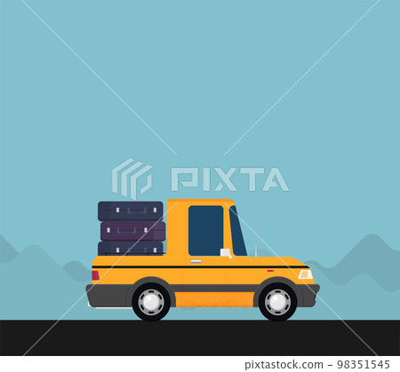 Vector illustration of pickup car isolated on color background 98351545