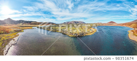 Panoramic view of Selallavatn lake in Iceland 98351674