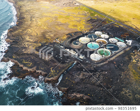 Fish farm with large fishing pools, Iceland Fish farm with large fishing pools, Iceland 98351695