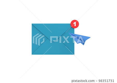 3d. mail envelope icon with paper plane isolated. 98351731