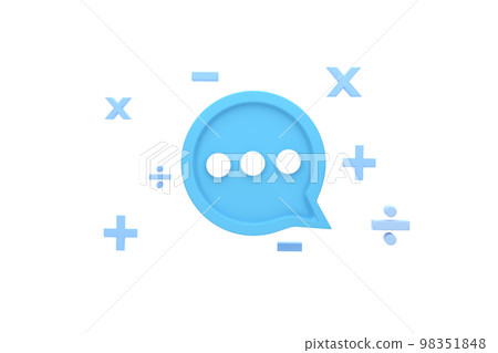 3D. Math sign speech bubble. Be careful with your words, think before you speak. concept. 3D. Math sign speech bubble. Be careful with your words, think before you speak. concept. 98351848