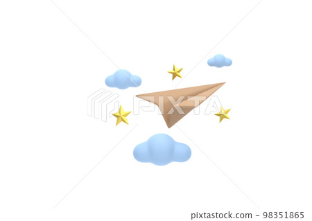 3D. paper airplane with clouds Concept Online social network. 3D. paper airplane with clouds Concept Online social network. 98351865
