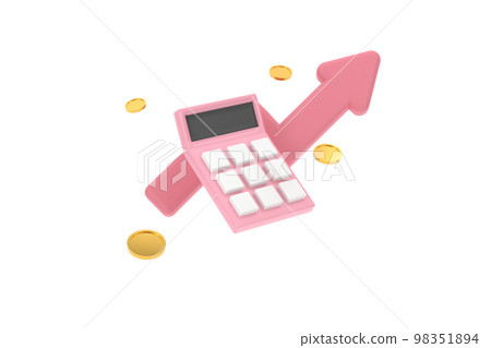 3d. minimal calculator concept of financial management. calculating financial risk planning. 98351894