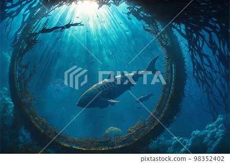 underwater light undersea fish sea sun deep sea 98352402