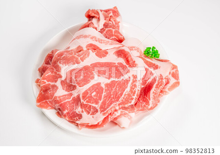 Chopped pork shoulder loin on a white background 98352813