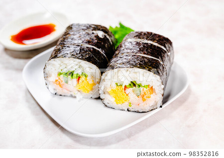 salad rolls on a plate salad rolls on a plate 98352816