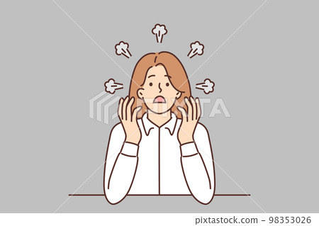 Angry businesswoman with smoke from head 98353026
