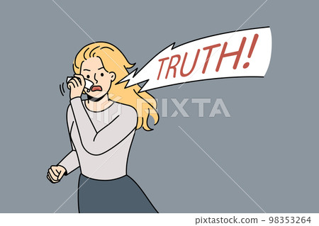 Young woman scream protest for truth Young woman scream protest for truth 98353264