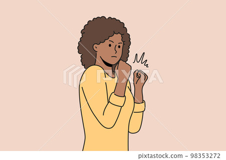 Confident black woman show power  98353272