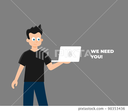 Man with megaphone. Business hiring and recruiting concept. Flat vector illustration. 98353436